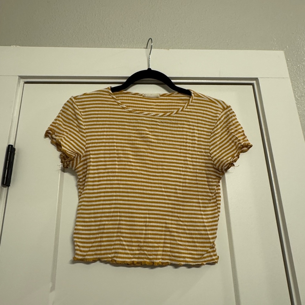 Striped Yellow and White Crop Top